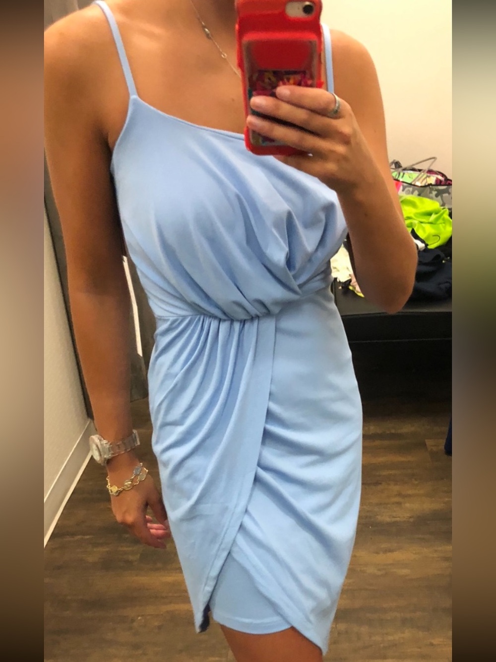 Susana Monaco Light Periwinkle Blue Asymmetric Hem Dress S M